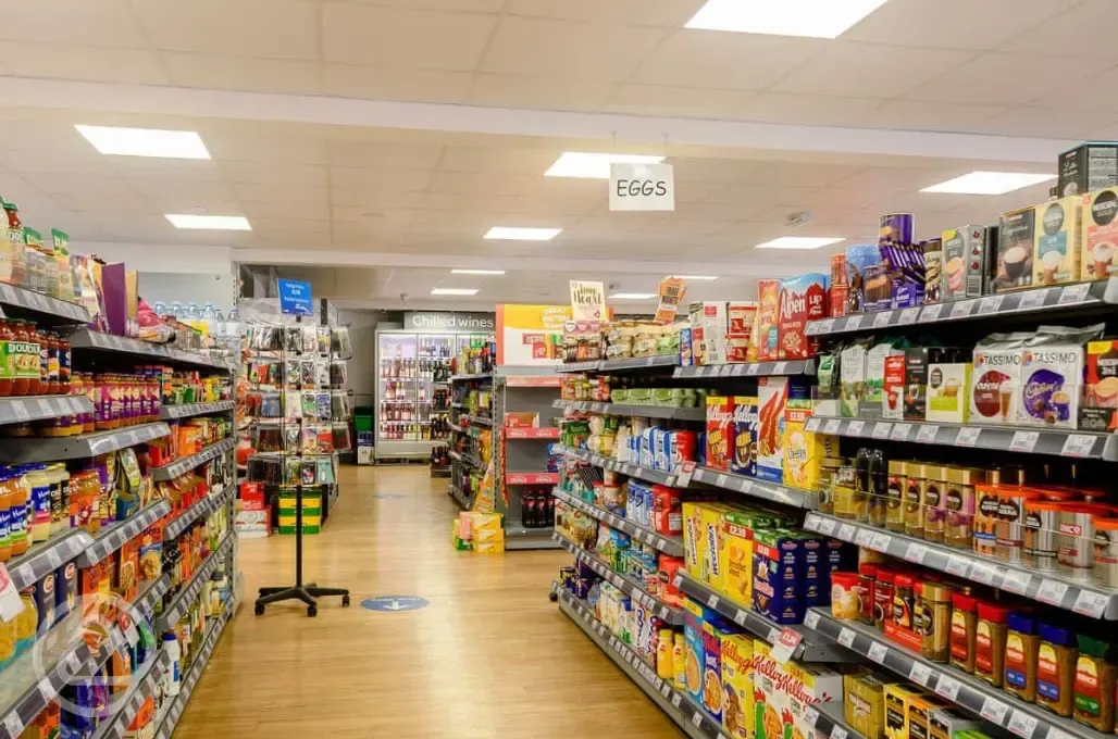 Large onsite supermarket stocked with essentials