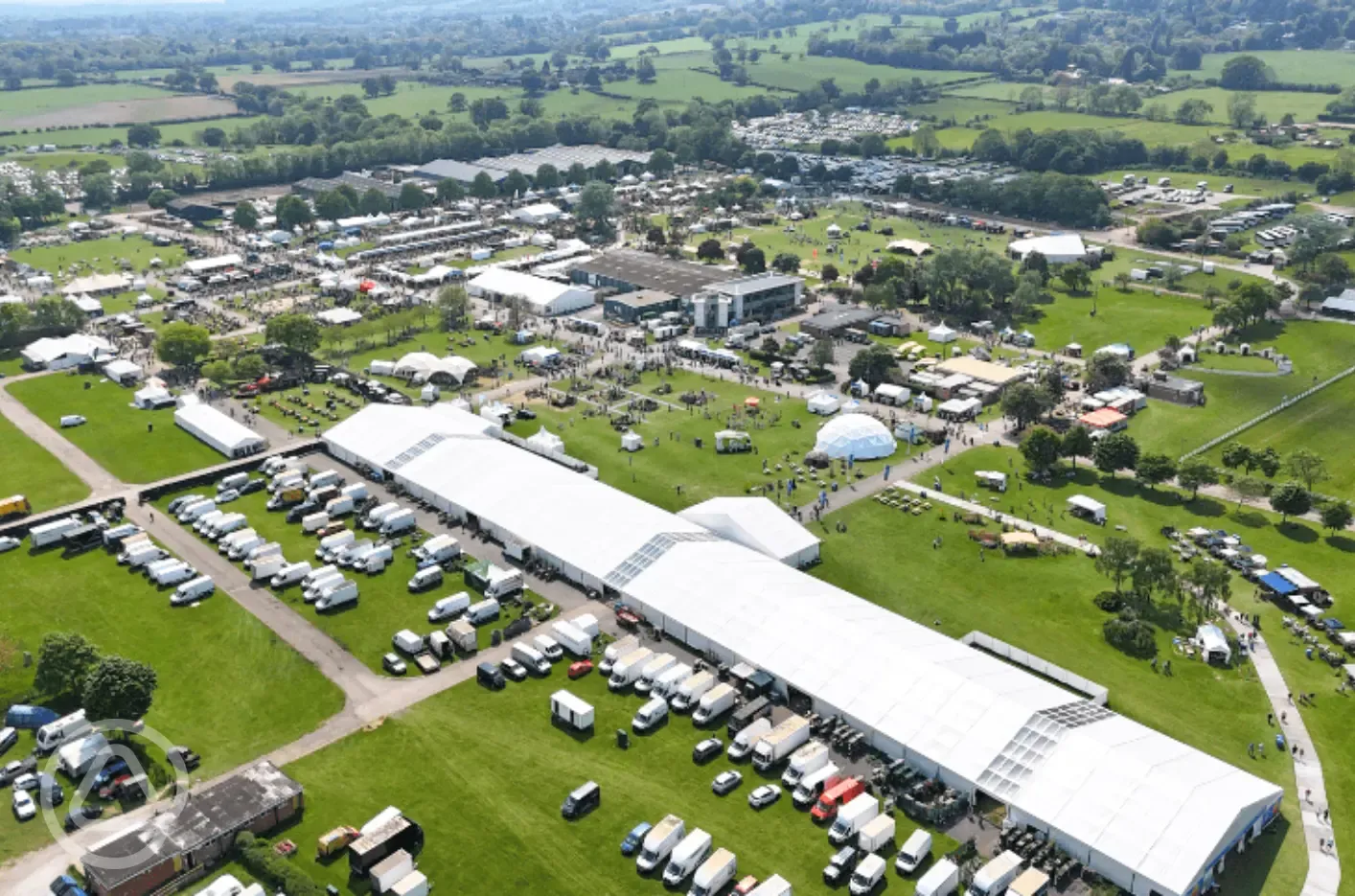 Aerial of the campsites and showground on the day of an event