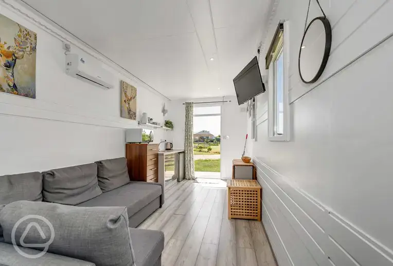 Glamping cabin interior