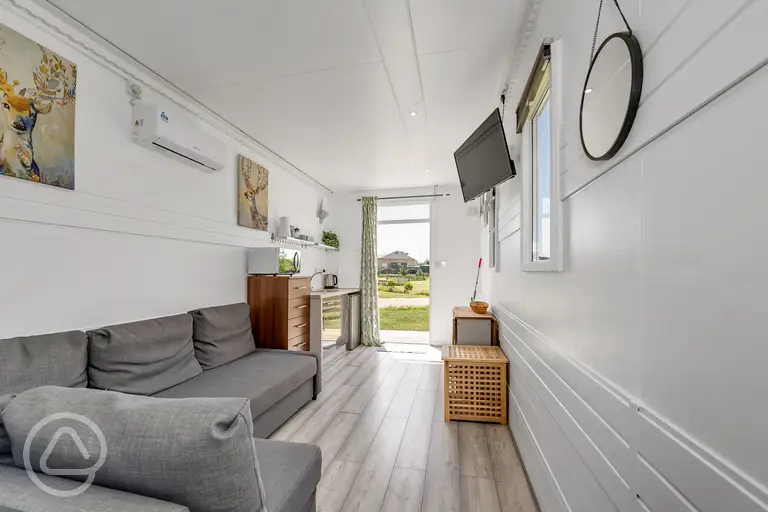 Glamping cabin interior