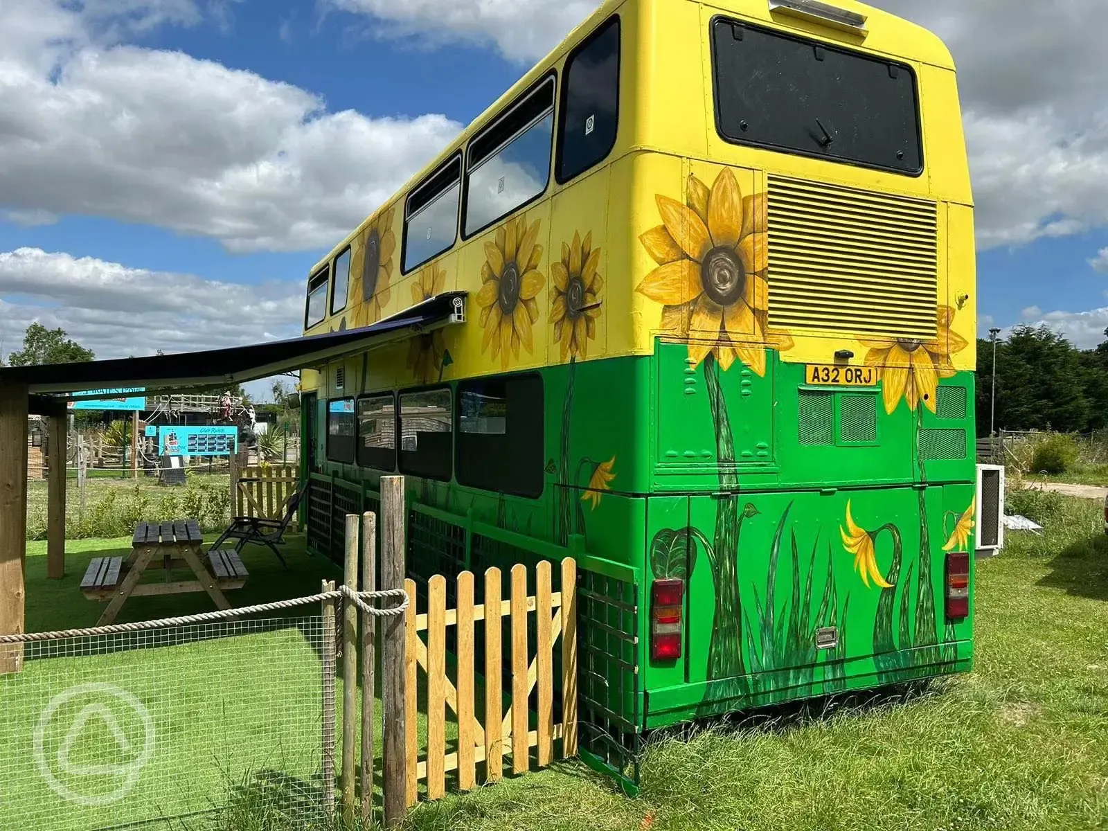 Double decker glamping bus