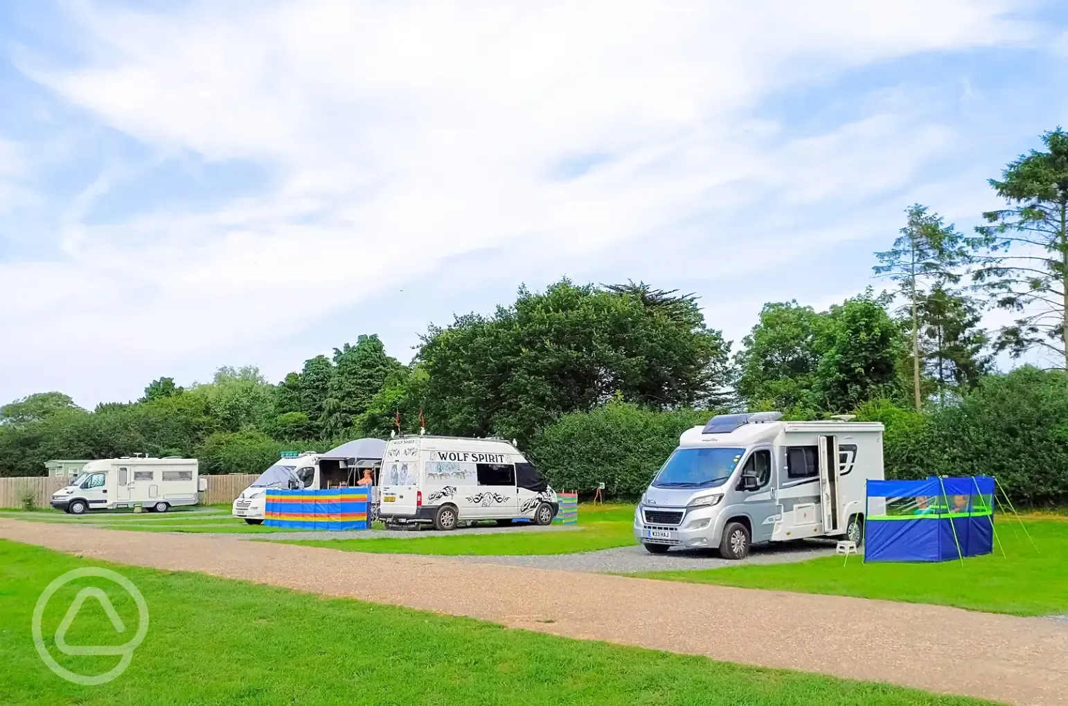 Winter electric hardstanding and grass touring pitches