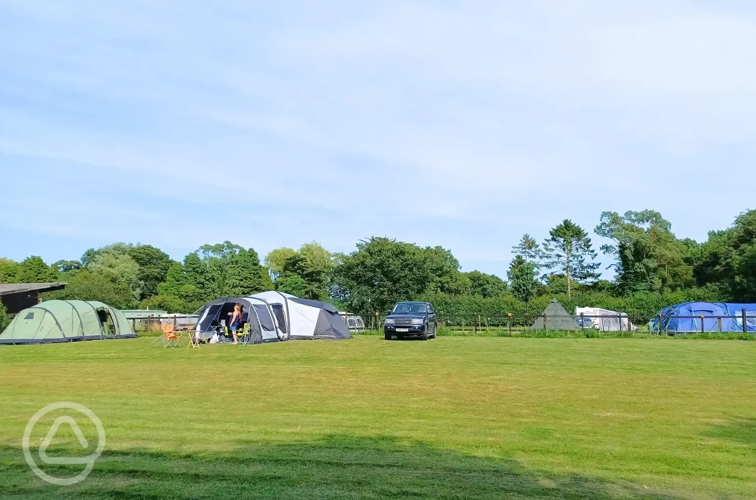 Electric grass tent pitches