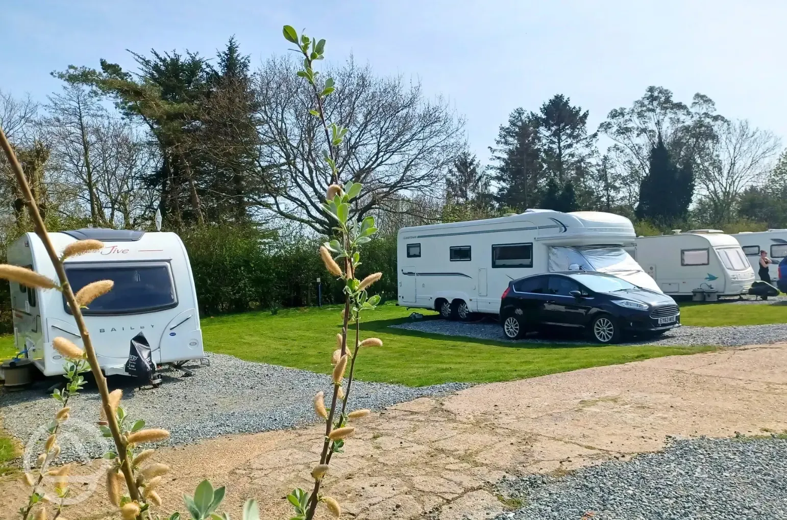Winter electric hardstanding and grass touring pitches