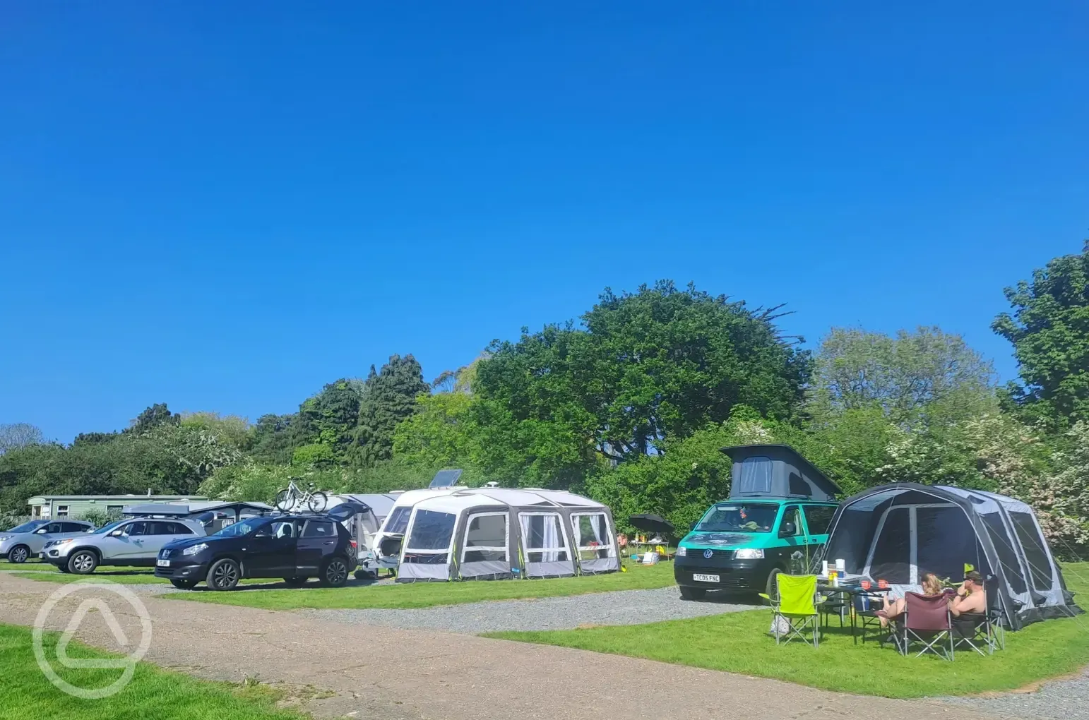 Winter electric hardstanding and grass touring pitches
