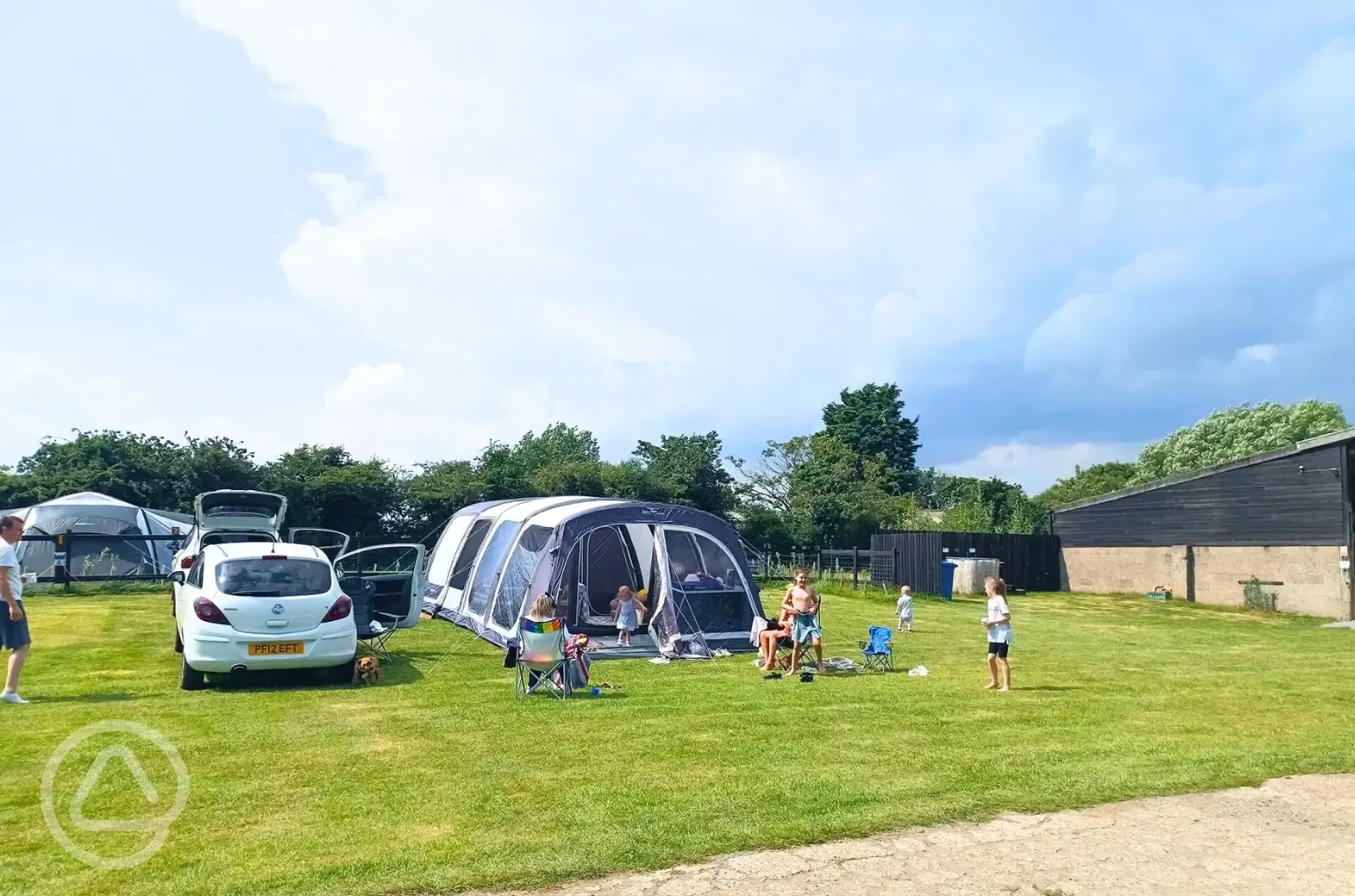 Electric grass tent pitches