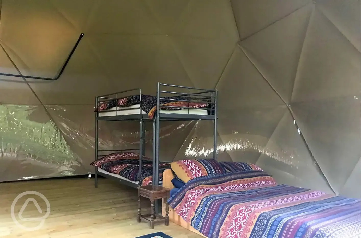 Glamping dome interior