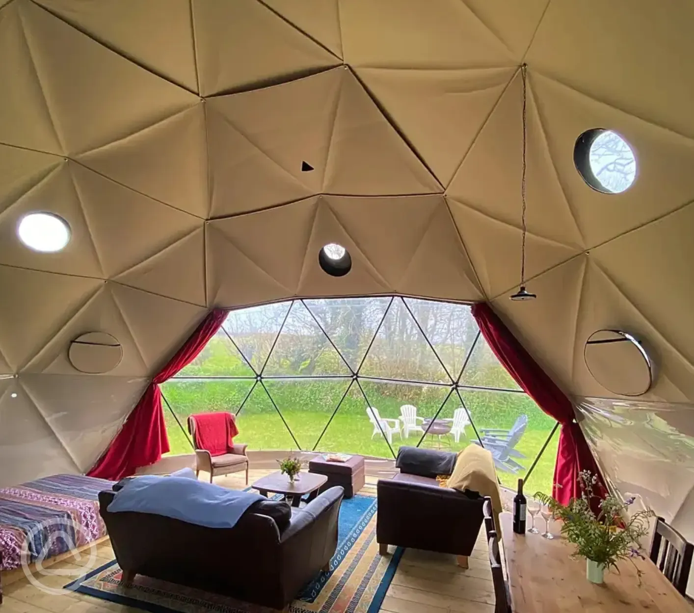 Glamping dome interior