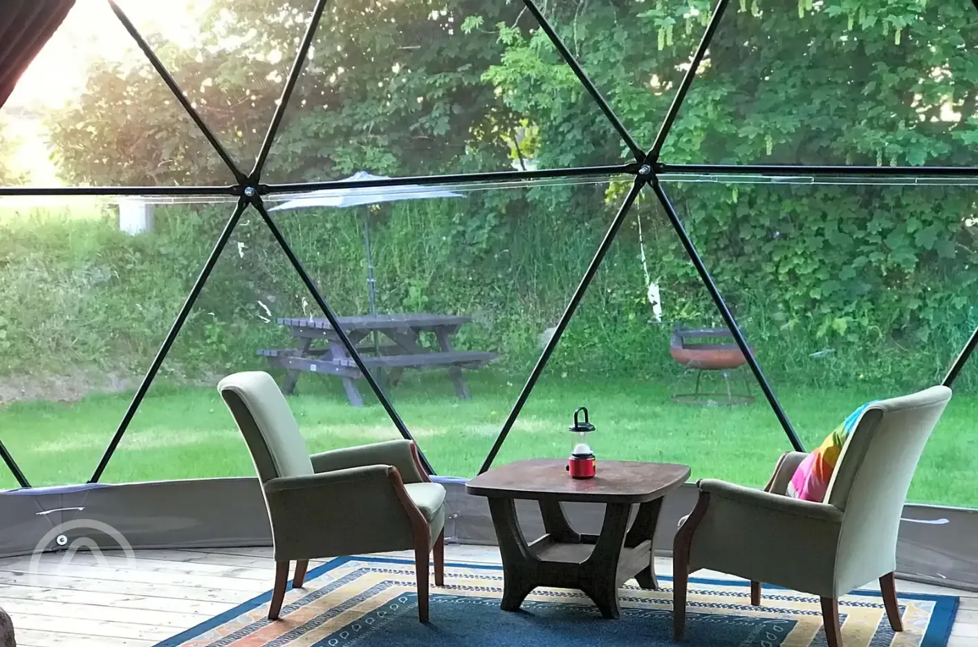 Glamping dome interior