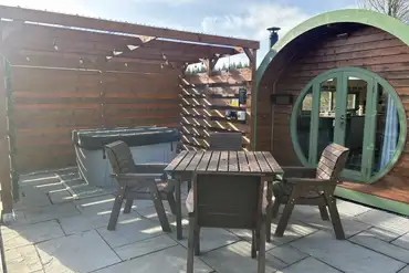 Outside area with Hot Tub and Pergola