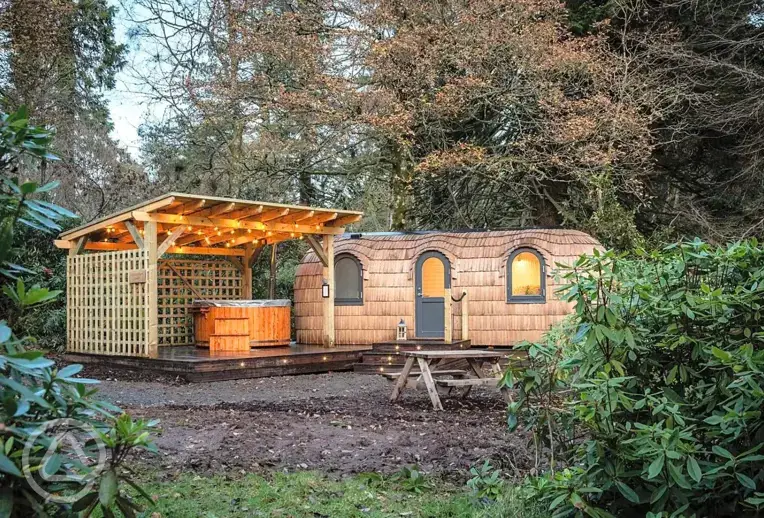 Drummond glamping cabin with hot tub