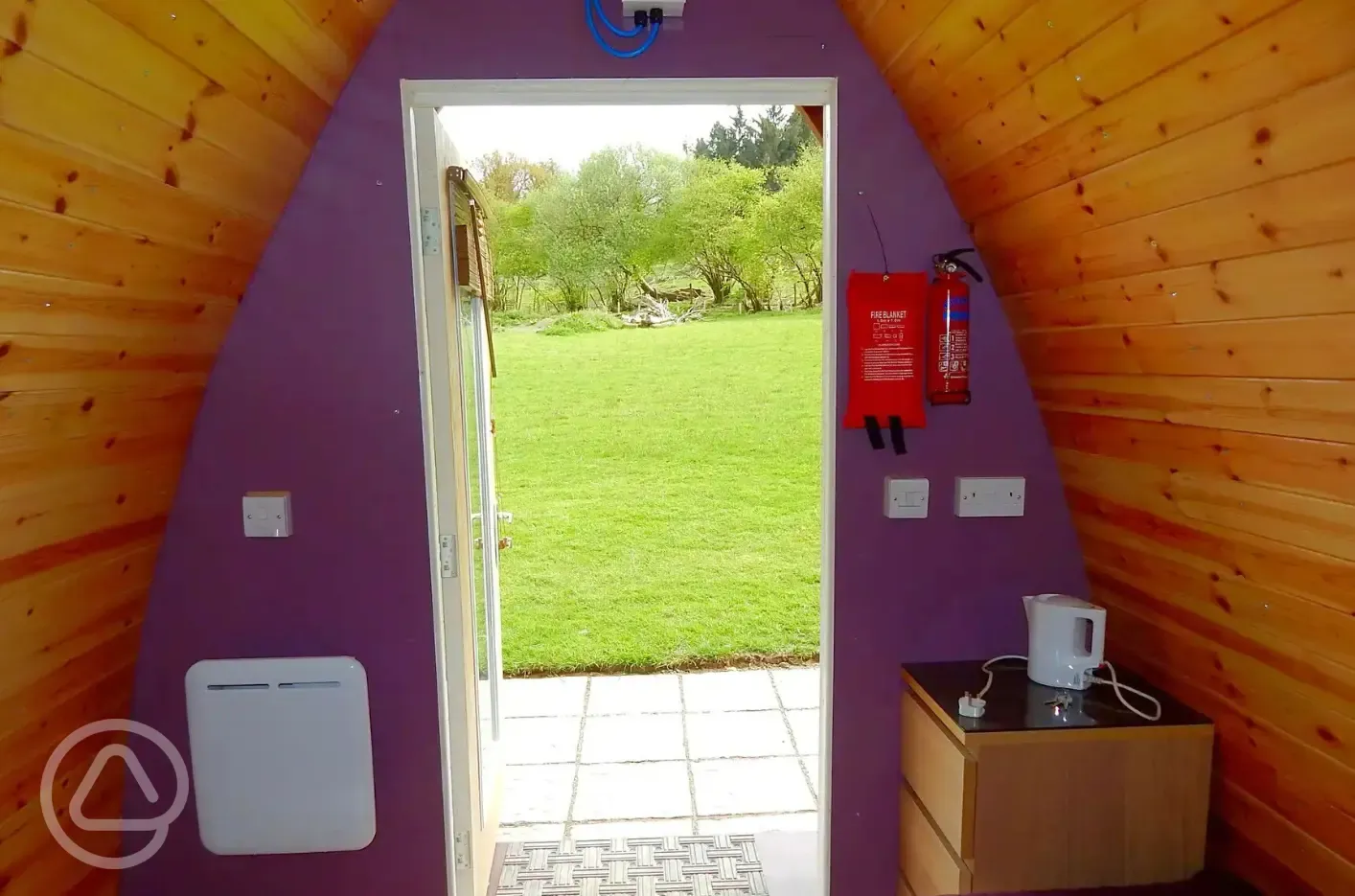 Camping pod interior and views