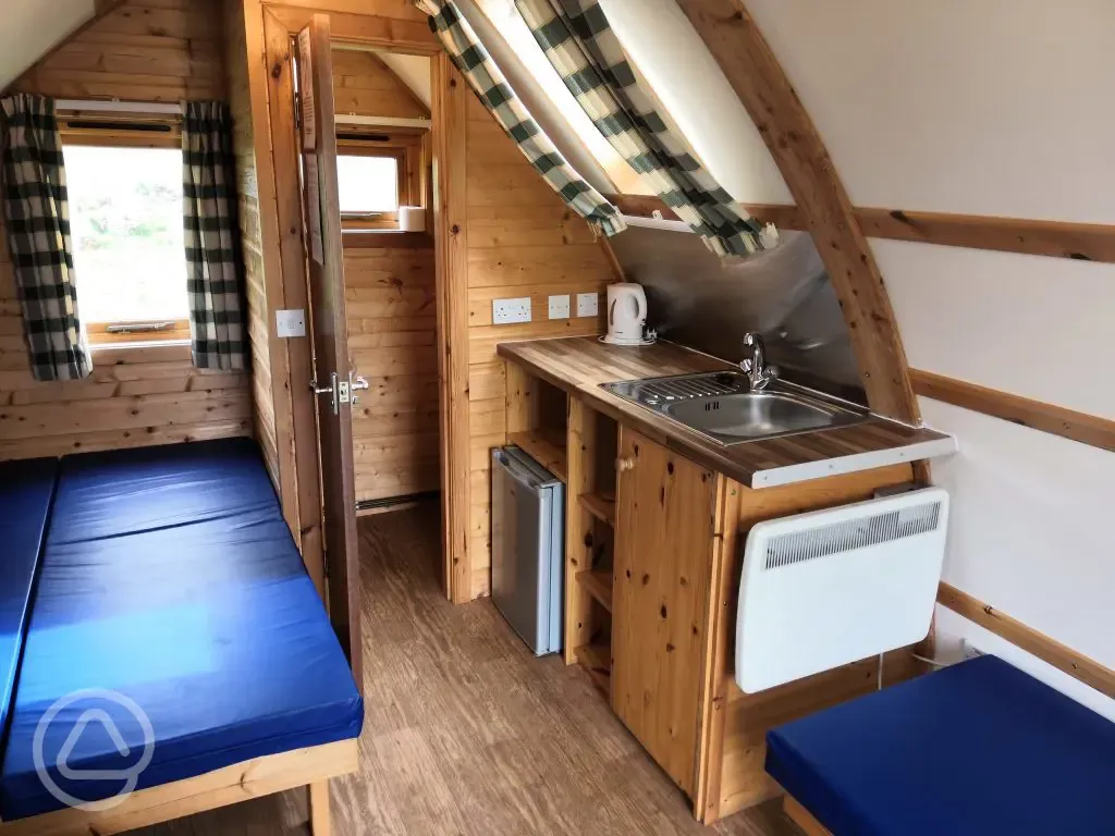 Camping pod interior