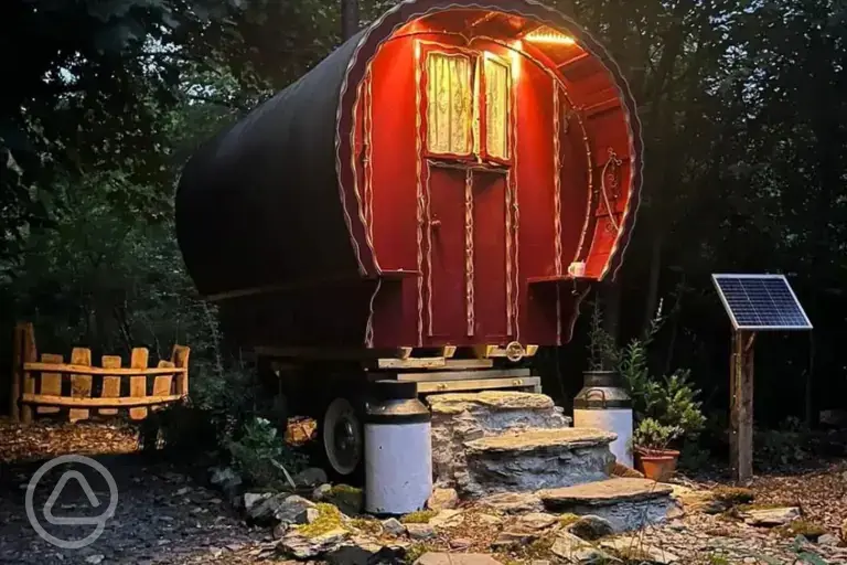 Romany Vardo living caravan at night