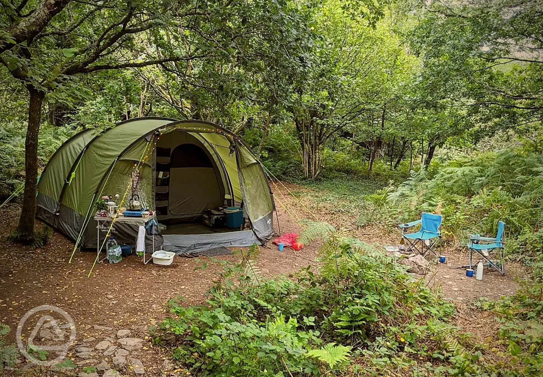 Non electric woodland tent pitch