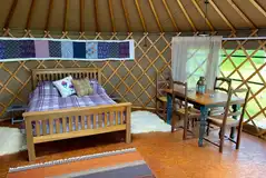 Thistle yurt interior dining area