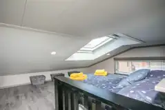 Stargazer glamping cabin mezzanine double bedroom and skylight