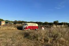 Campervan on a non electric grass pitch
