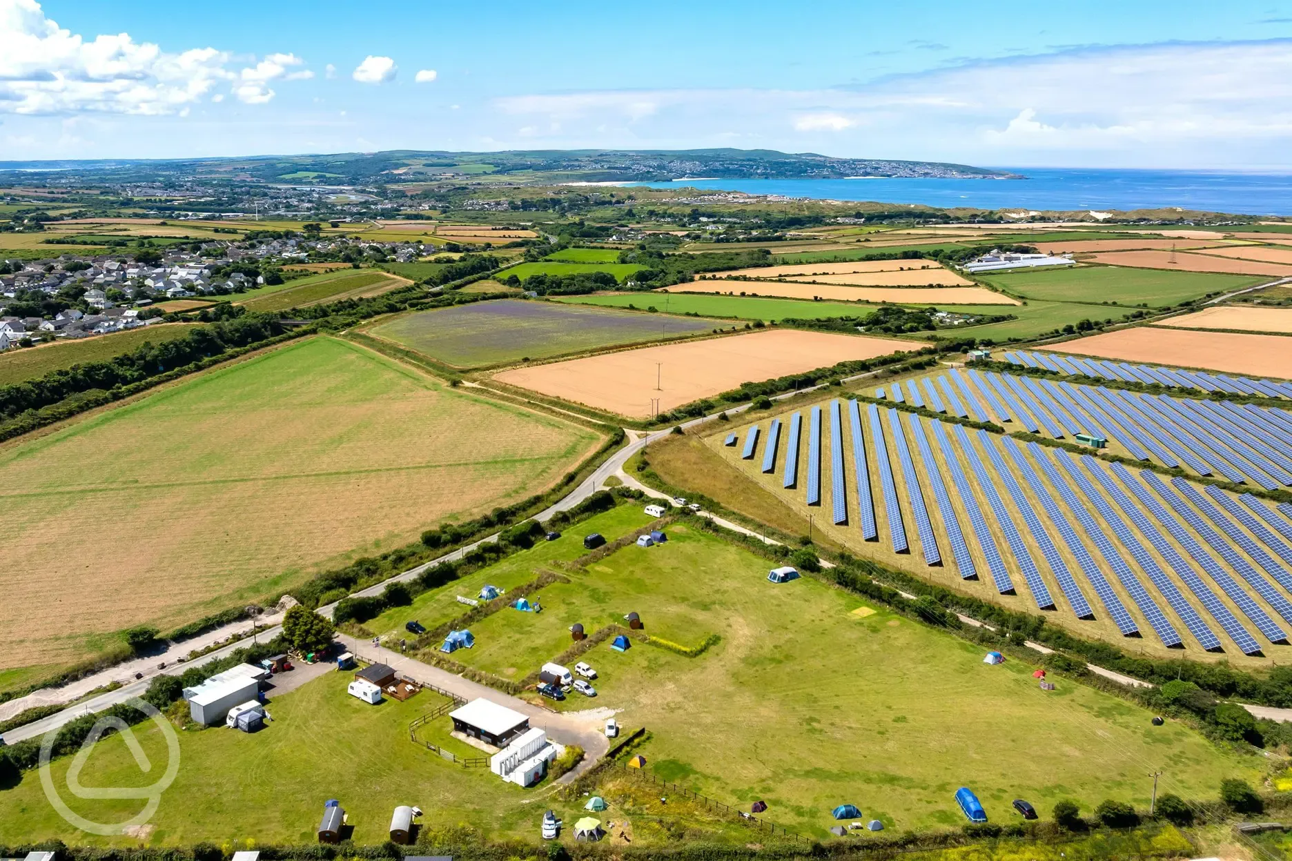 Aerial of The Old Stables towards the coast and neighbouring solar panels