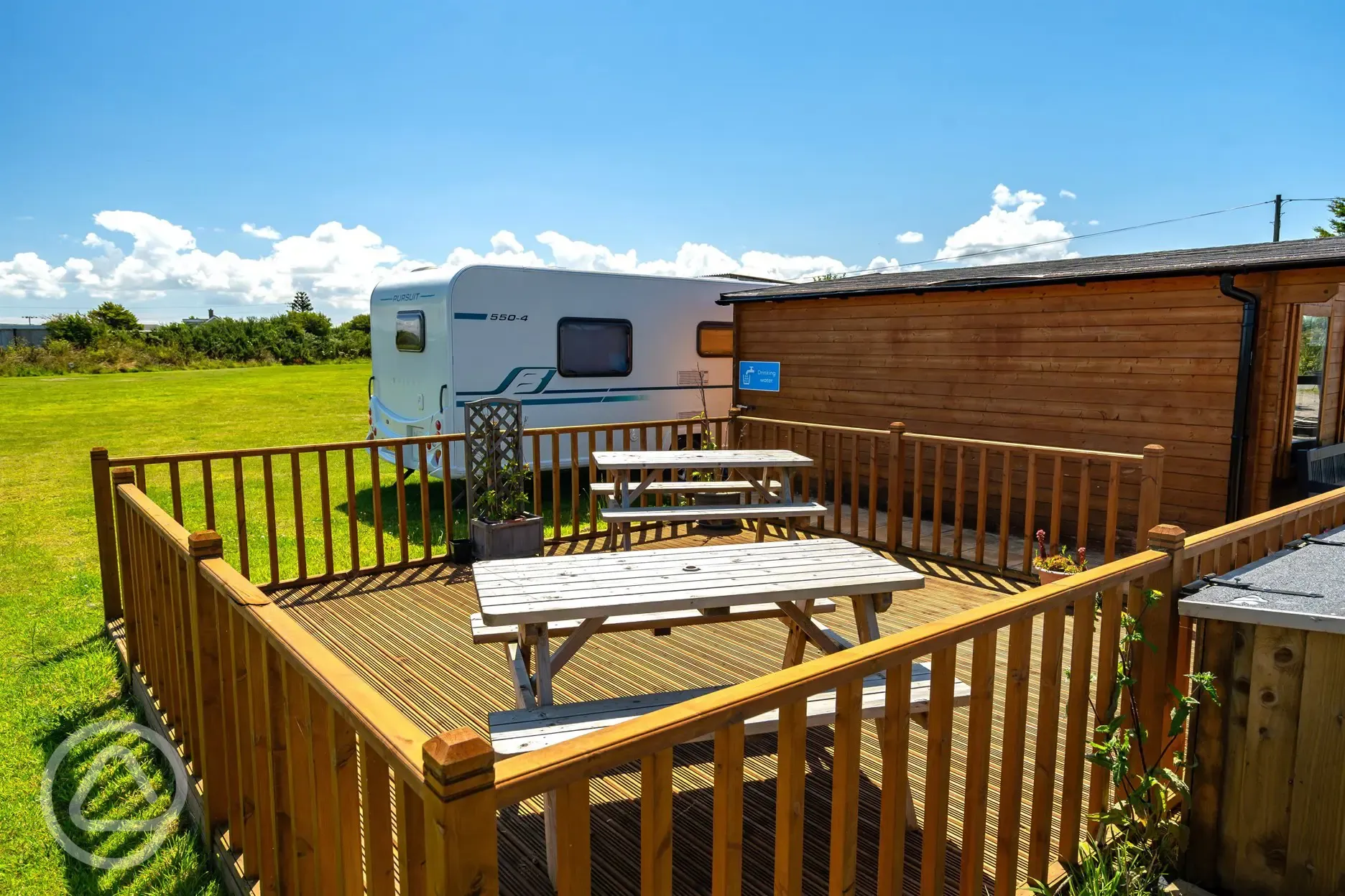 Outdoor seating area by reception