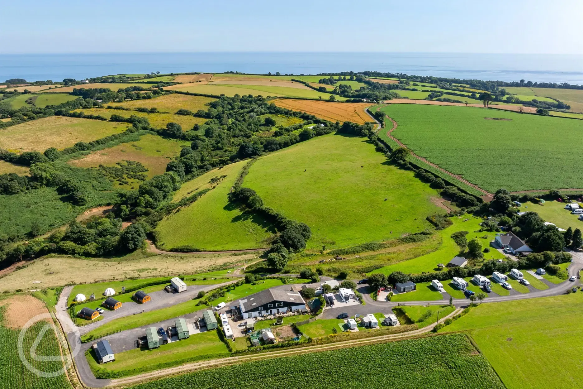 Aerial of the campsite and coast