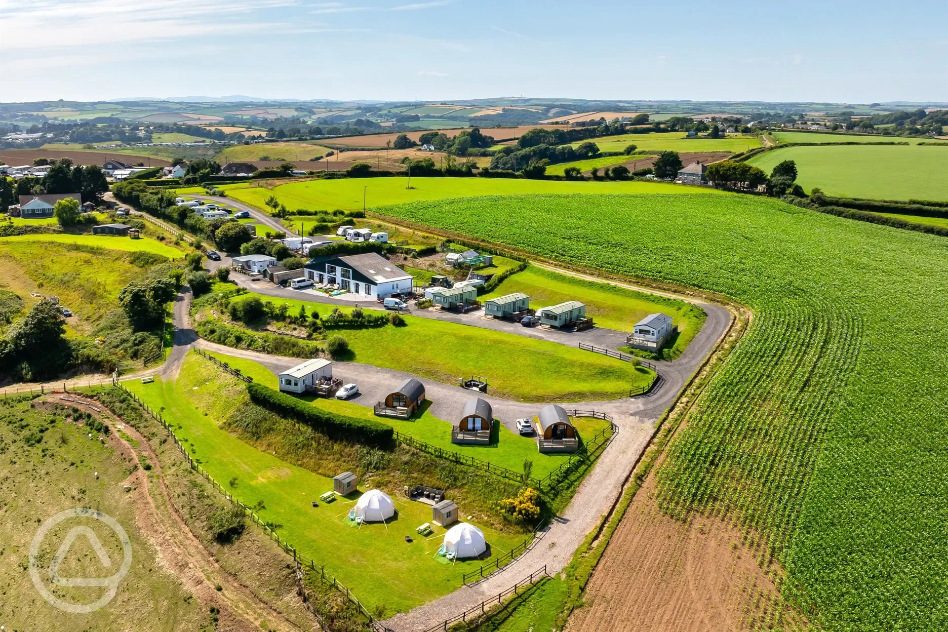 Aerial of the glamping area