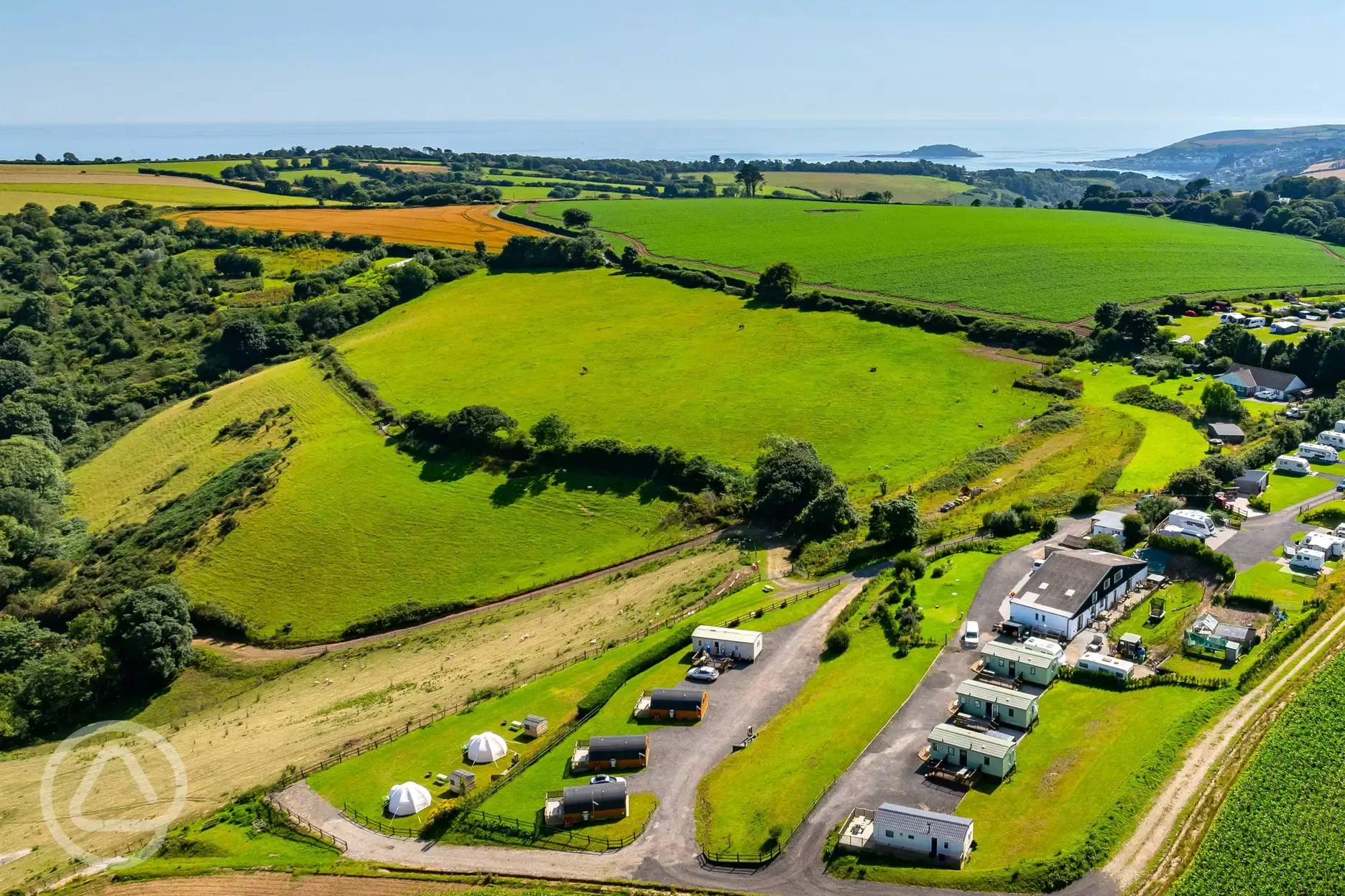 Aerial of the campsite and coast