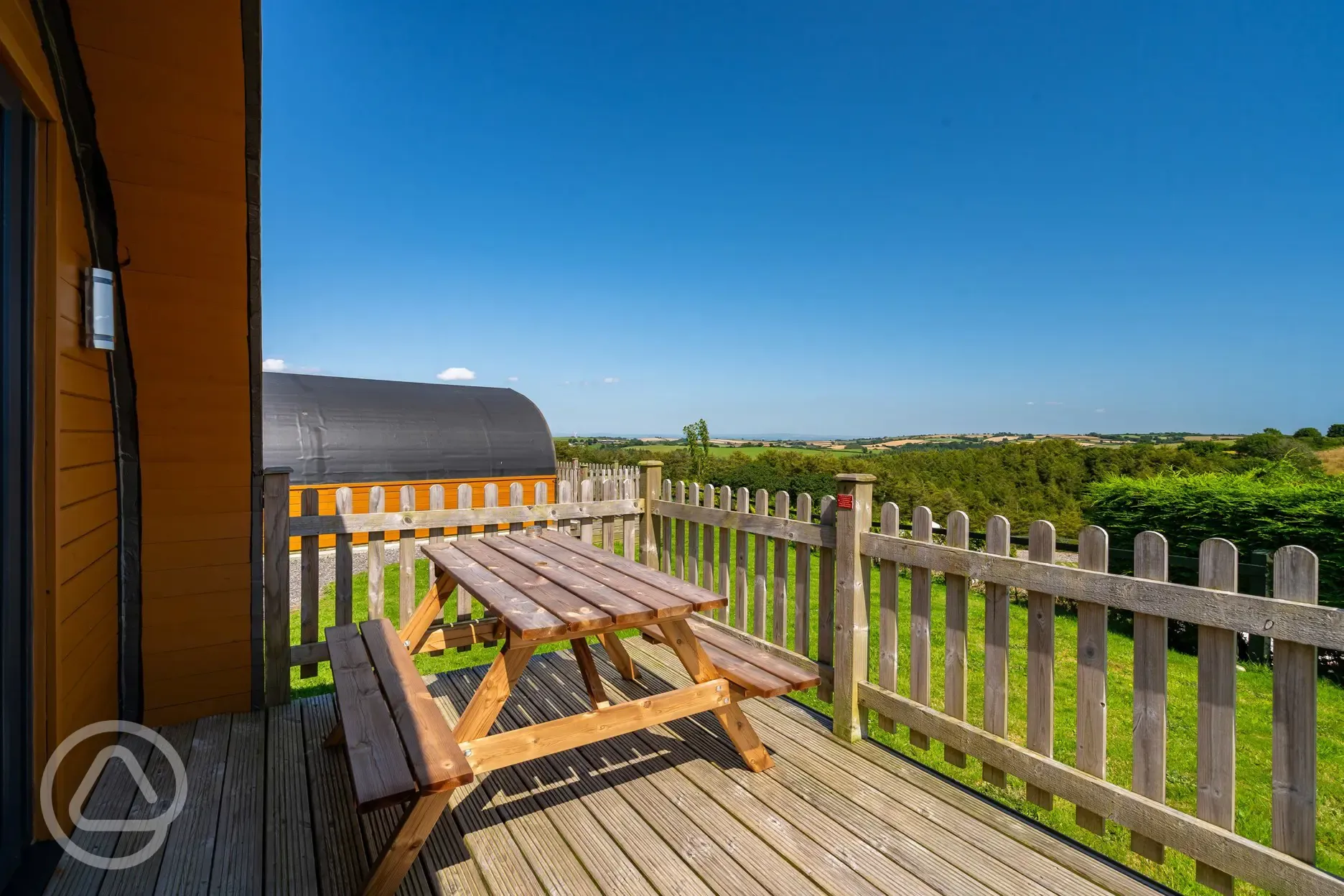 Glamping pod decking area