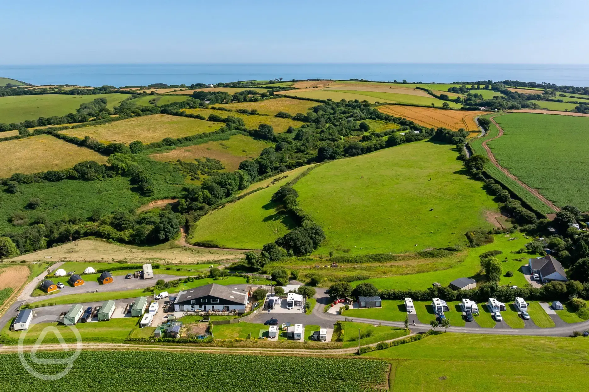 Aerial of the campsite and coast