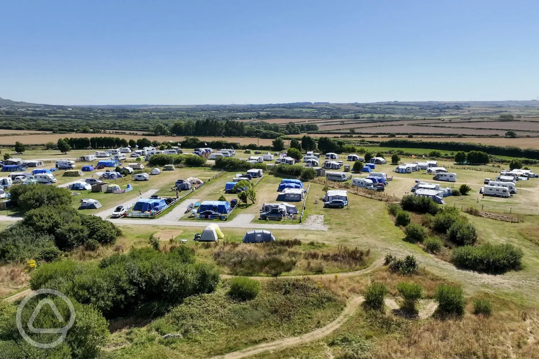 Aerial view of grass pitches