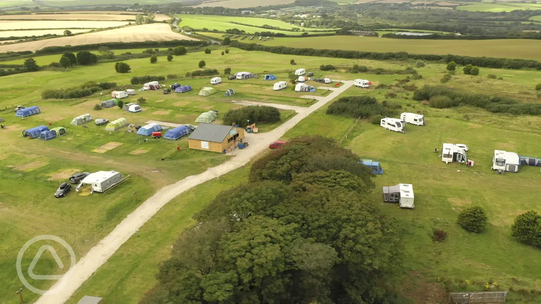 Aerial view of grass pitches