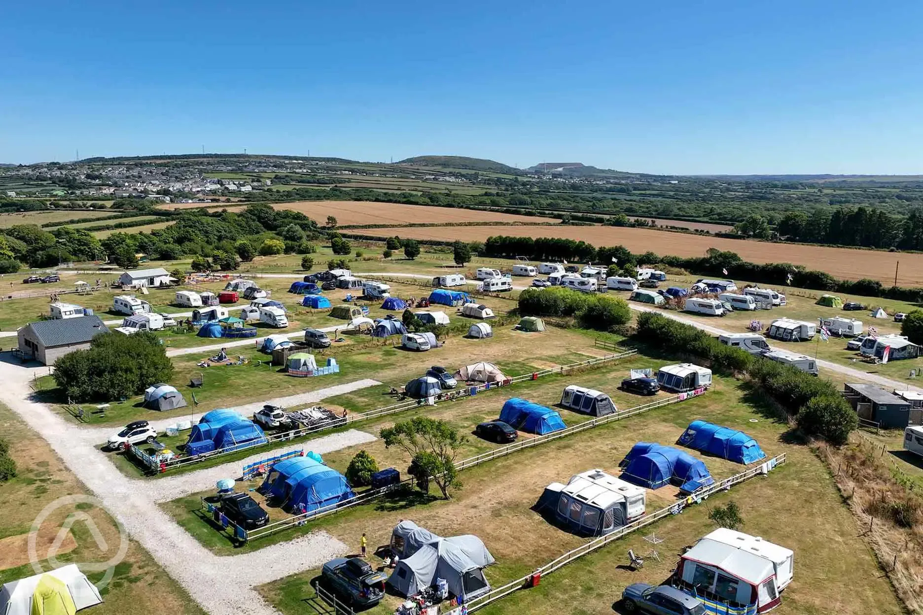 Aerial view of grass pitches