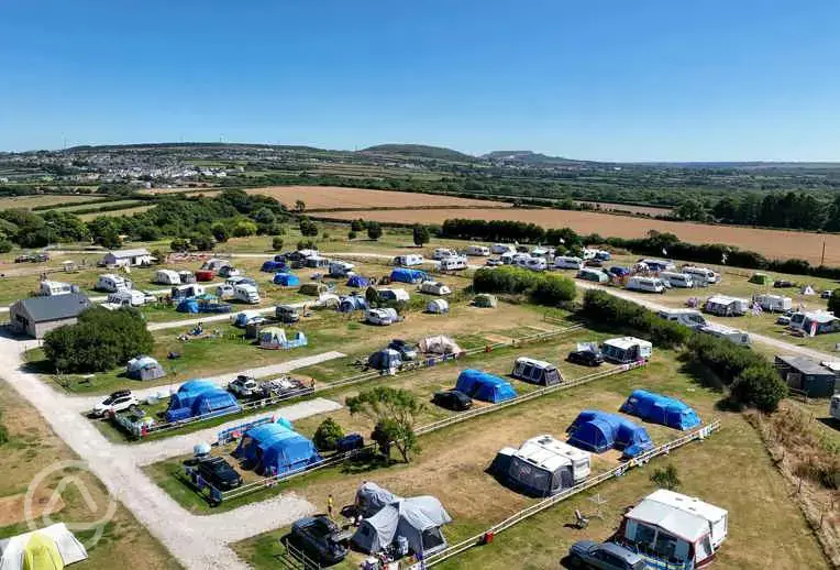 Aerial view of grass pitches