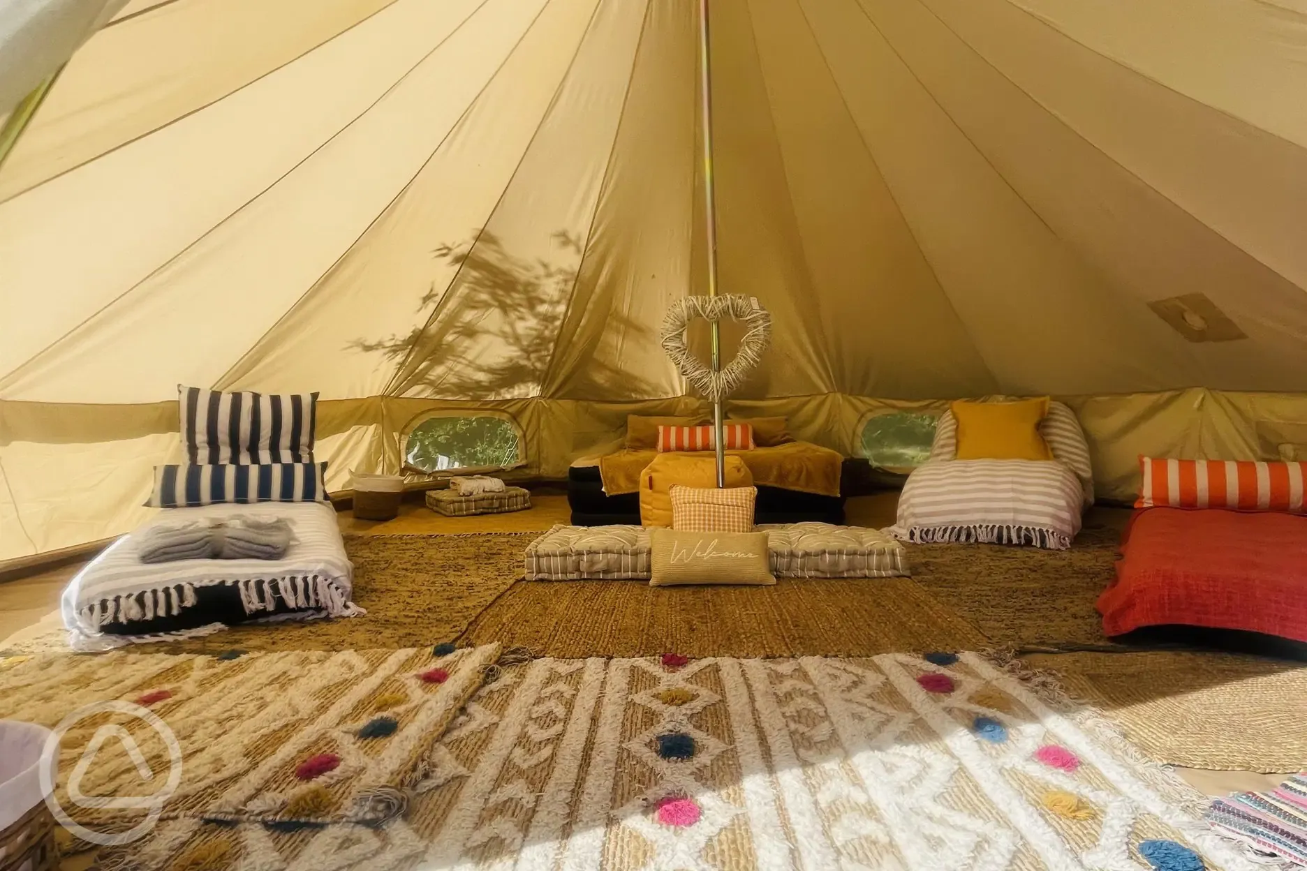 Luxury furnished bell tent interior