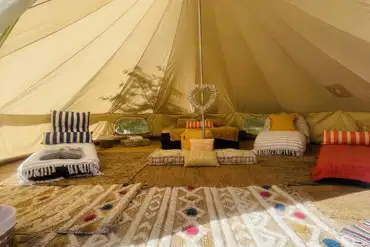 Luxury furnished bell tent interior