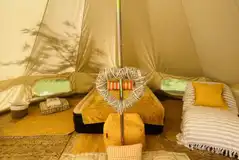 Luxury furnished bell tent interior