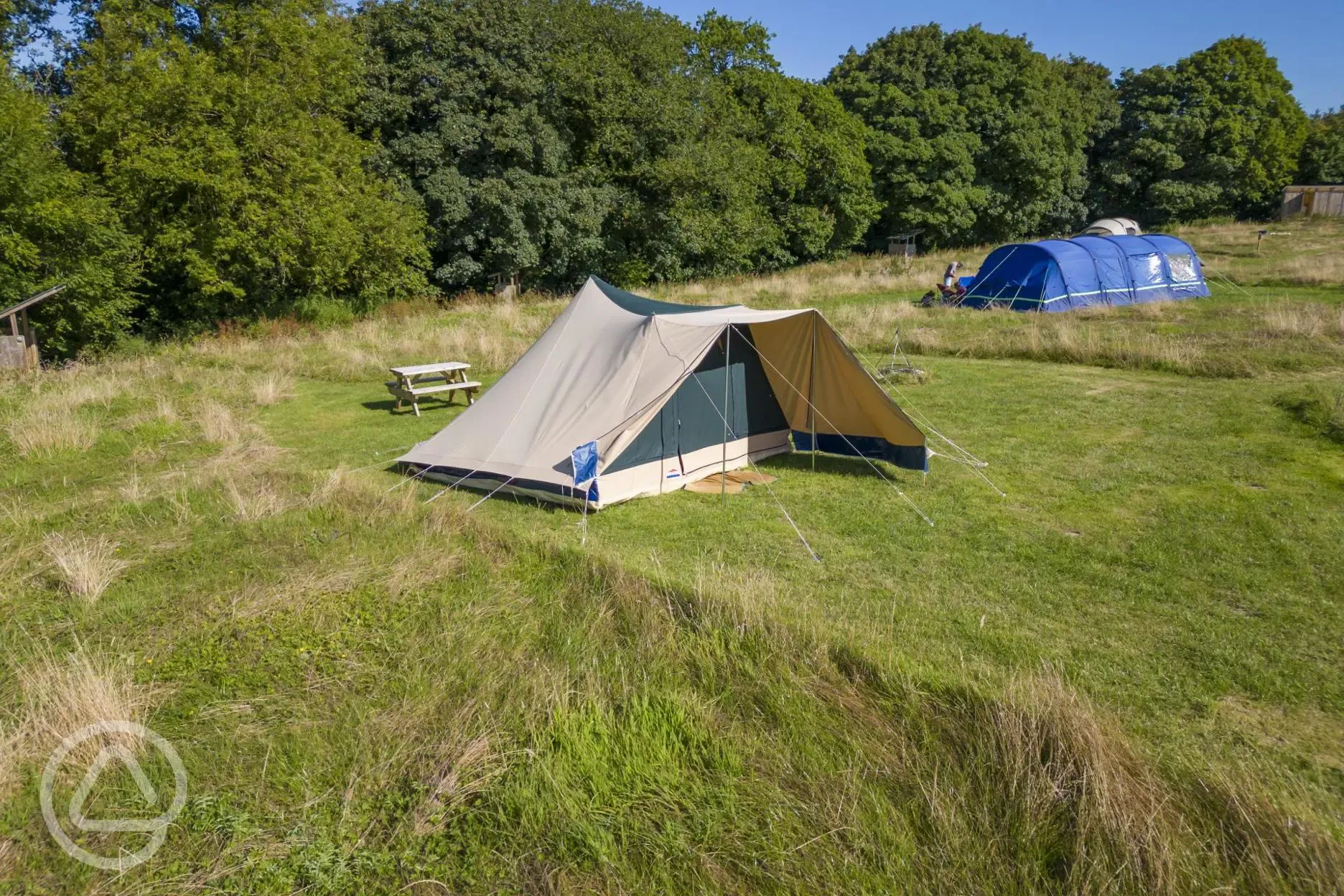 Non electric grass tent pitch