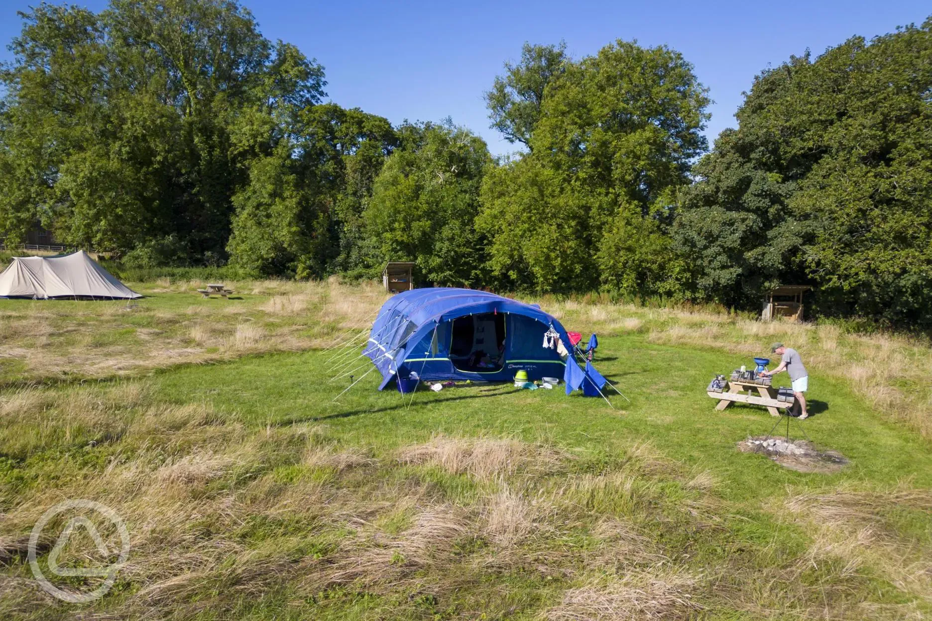 Non electric grass tent pitch