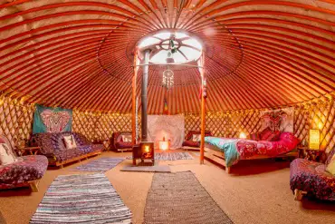 Inside Ty Crwn Mawr yurt