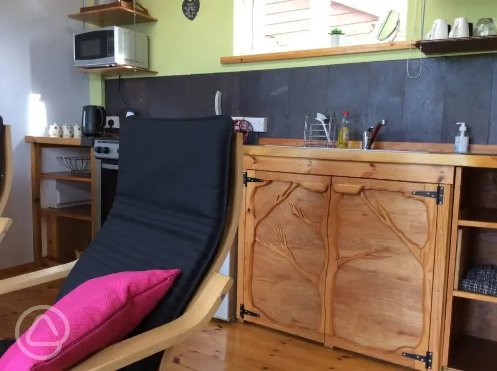 Hedgerow shepherd's hut interior