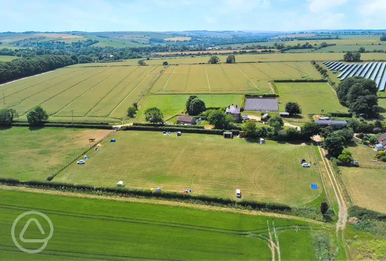 Aerial of Salisbury Campsite at Bake Farm