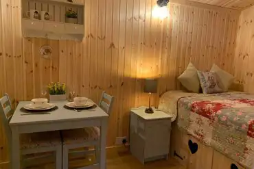 Shepherd's hut interior