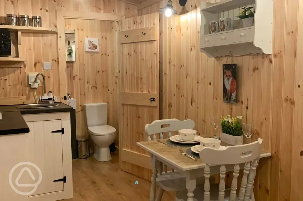 Shepherd's hut interior