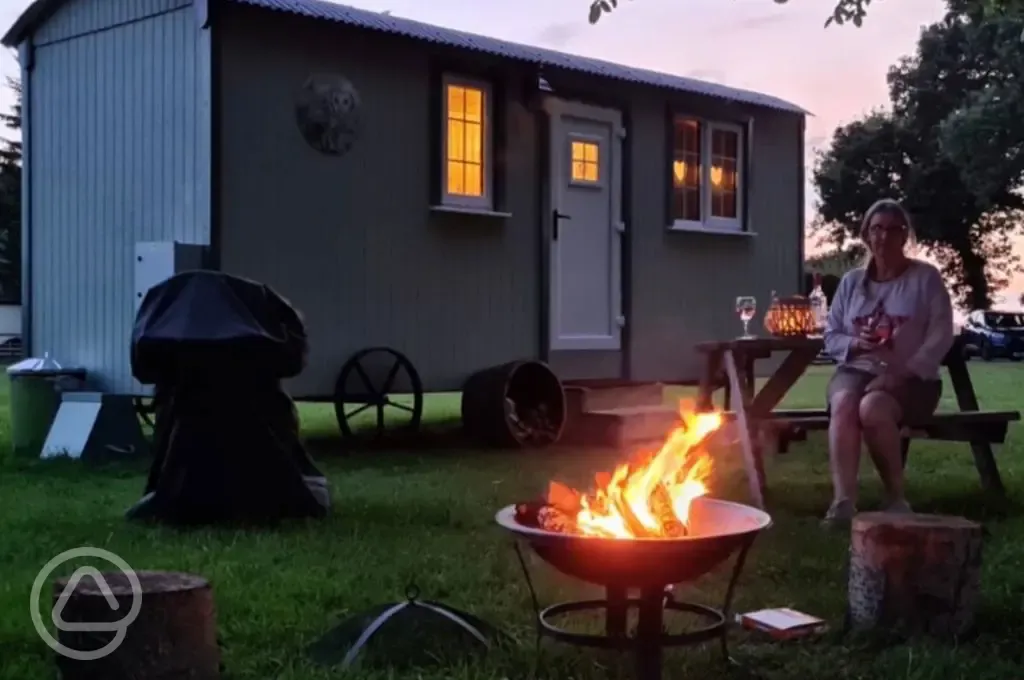 Shepherd's hut at night 