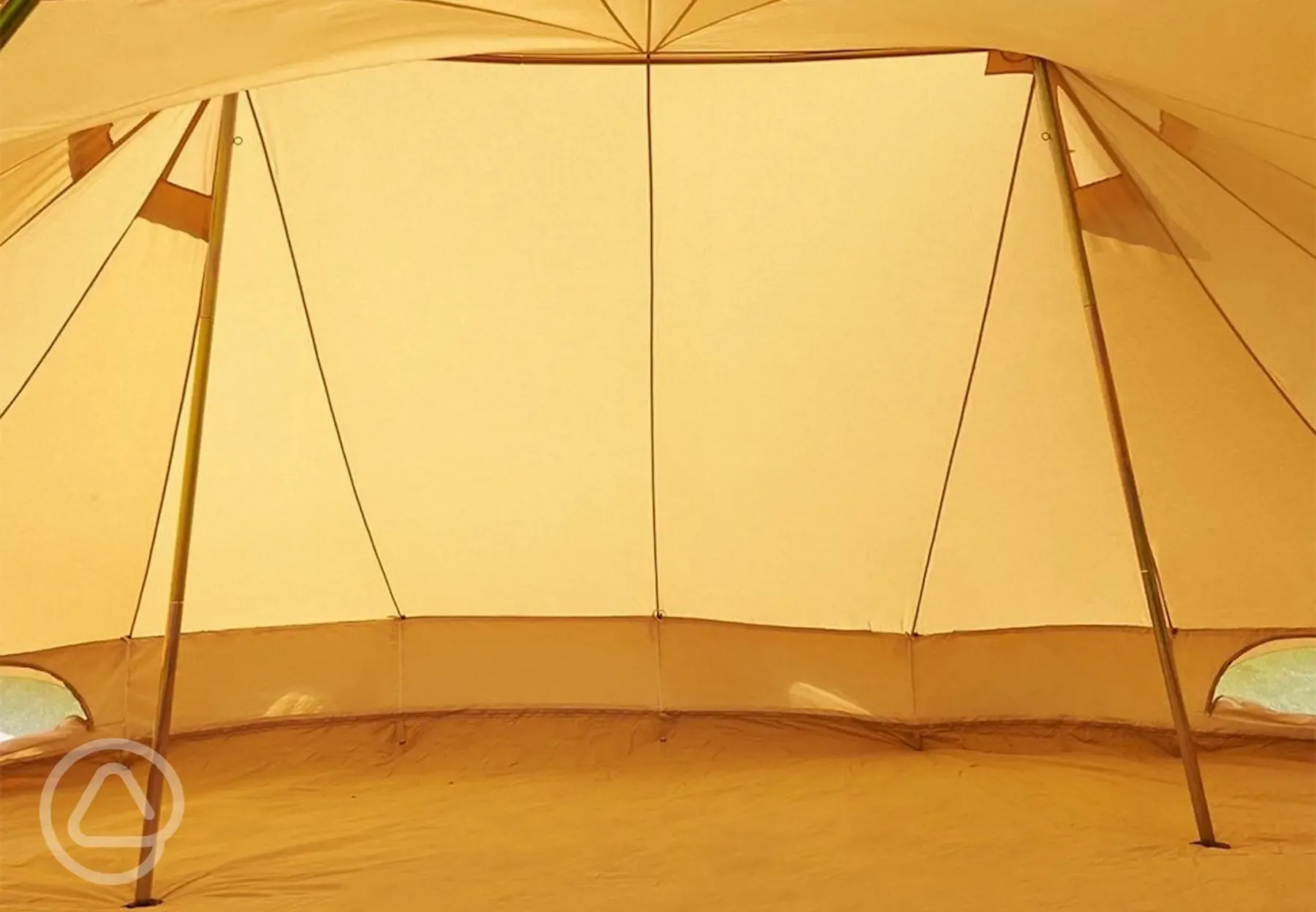 Unfurnished Emperor bell tent interior (bring all of your usual equipment)