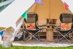 Fully furnished bell tent interior