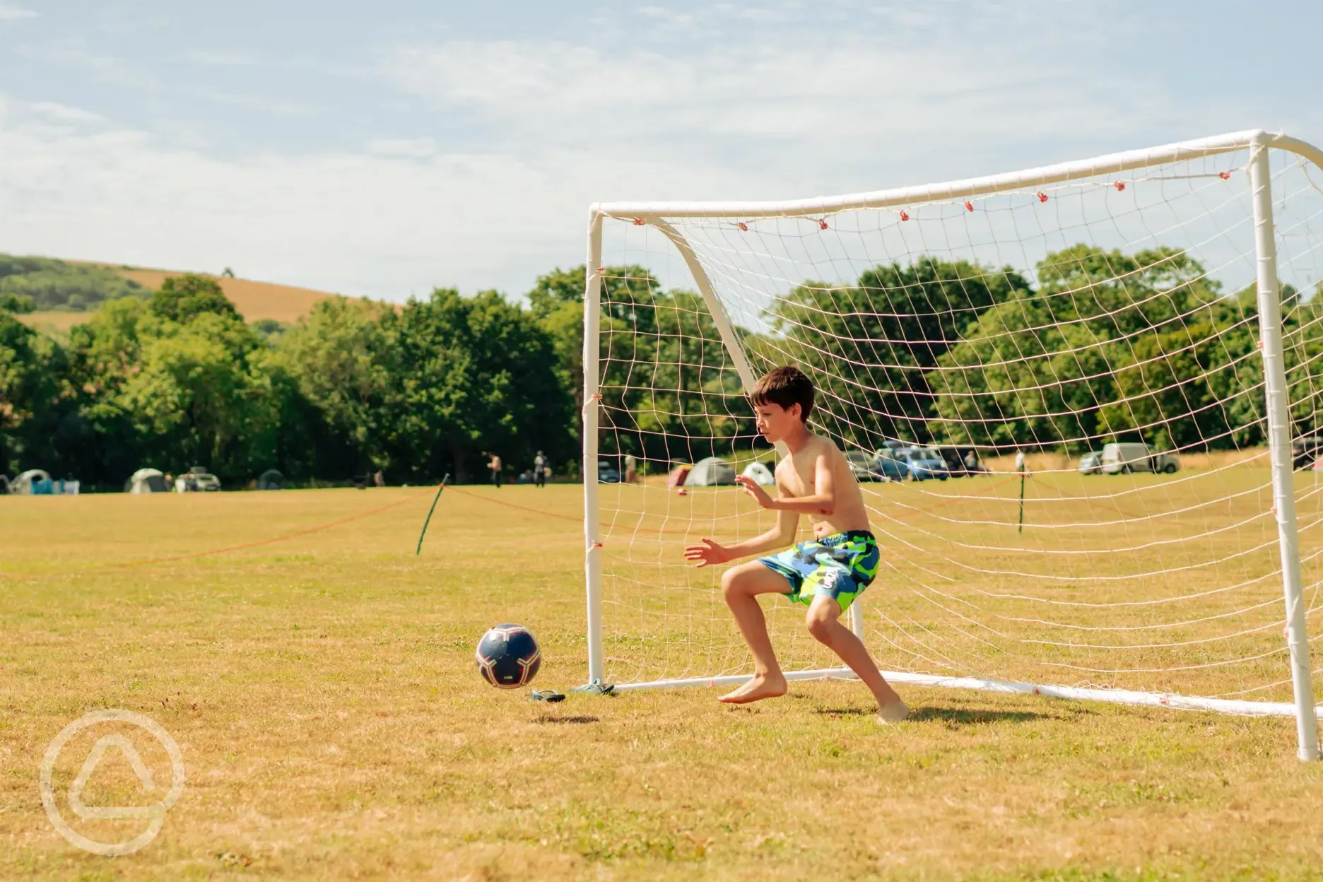 Football goal at Bramley Park Camping