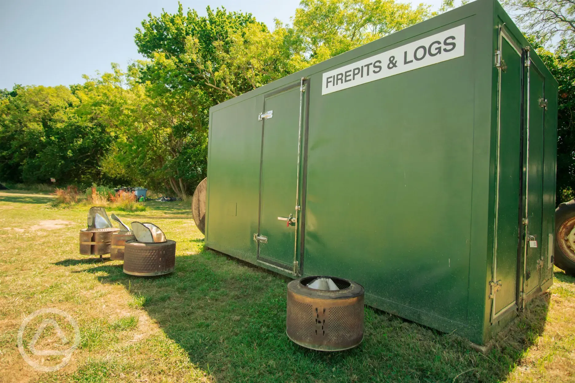 Fire pits for hire and logs for sale at Bramley Park Camping
