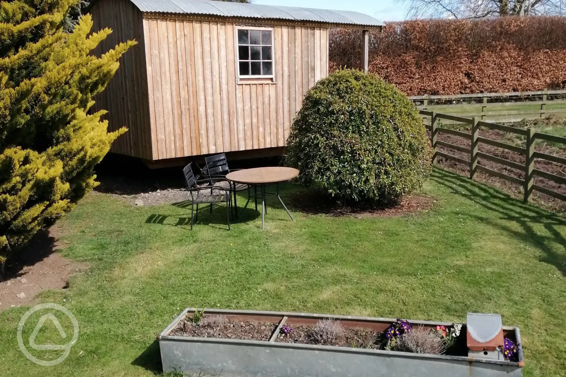 The Woodman's hut seating area