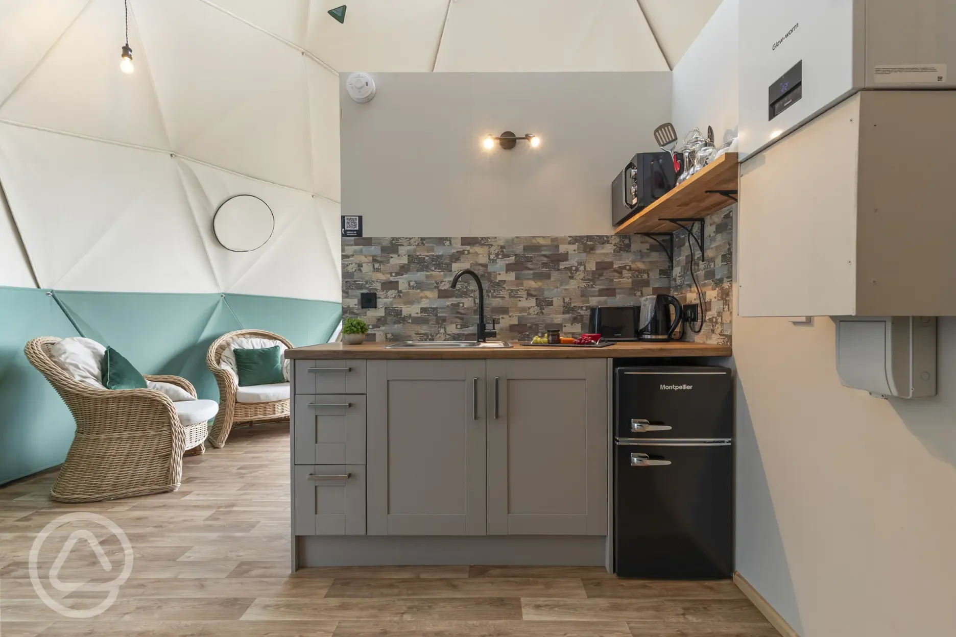 Aries geodome kitchen